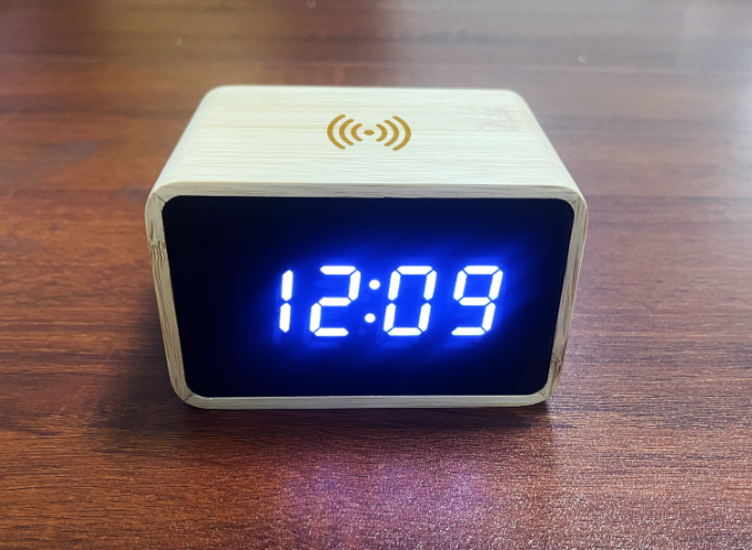 Y-1917 Wirelesscharging Bamboo alarm clock