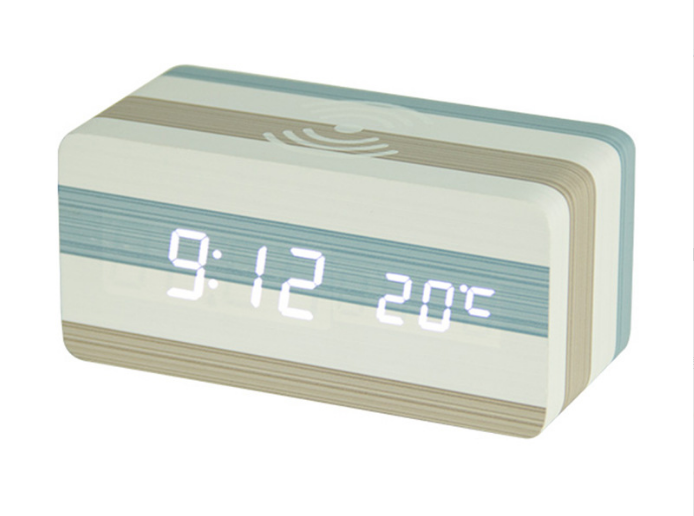 Y1910Wireless charging Wooden alarm clock