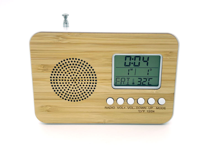 Y-1966FM Bamboo alarm clock